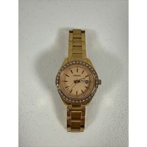 Fossil ES3196 Stella Gold-tone Stainless‎ Steel Ladies Watch Needs Battery!